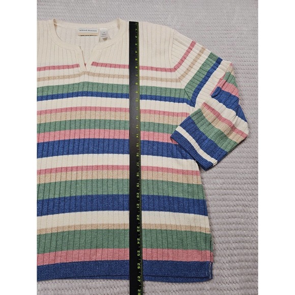 Alfred Dunner Sweater Womens 3x Striped Ribbed V Cut Neck - Picture 2 of 6